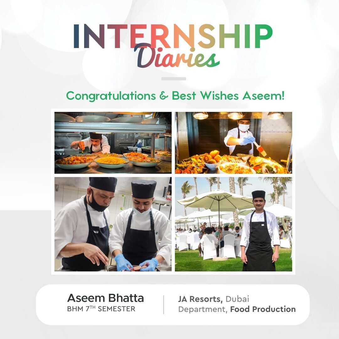 Shubhashree BHM Student – Aseem Bhatta Secured International internship at Hotel, JA Resorts, Dubai